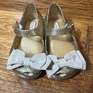 Mini Melissa Glittery Gold Kids Dress Shoes